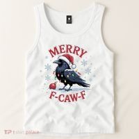 Merry F-Caw-F Crow Funny Christmas X-Mas Tank Top thumb 2