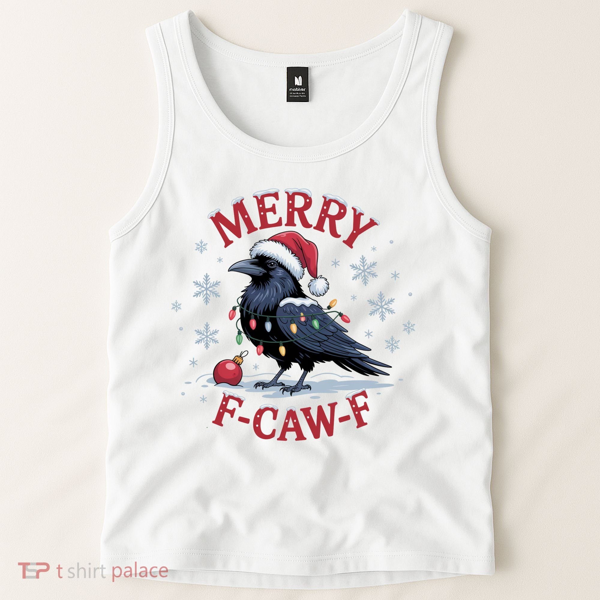 Merry F-Caw-F Crow Funny Christmas X-Mas Tank Top