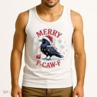 Merry F-Caw-F Crow Funny Christmas X-Mas Tank Top thumb 3