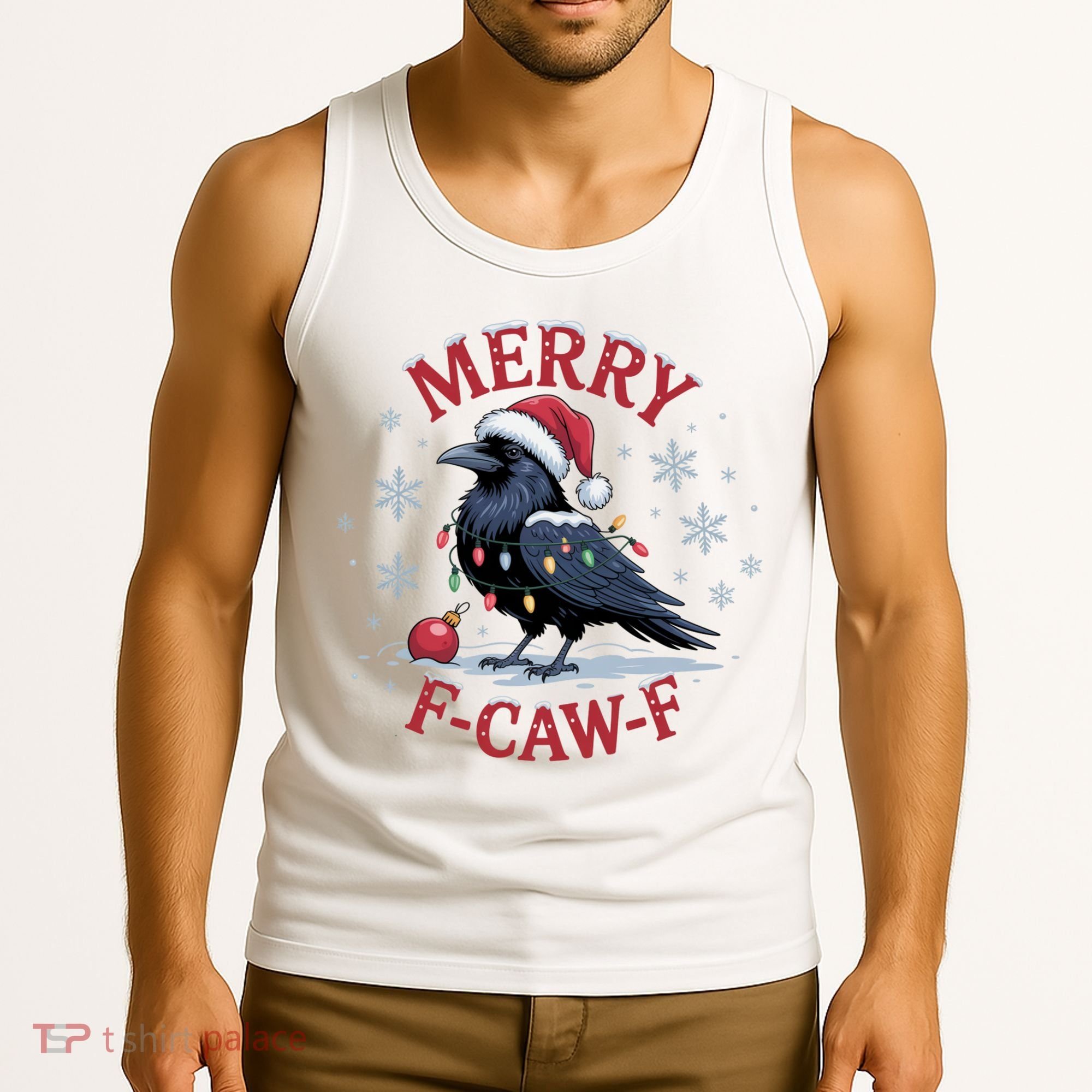 Merry F-Caw-F Crow Funny Christmas X-Mas Tank Top