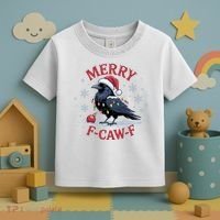 Merry F-Caw-F Crow Funny Christmas X-Mas Toddler T-Shirt thumb 3