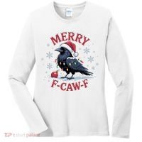 Merry F-Caw-F Crow Funny Christmas X-Mas Women's Long Sleeve Shirt thumb 0