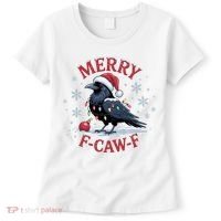 Merry F-Caw-F Crow Funny Christmas X-Mas Women's T-Shirt thumb 0