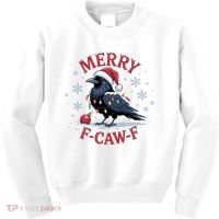 Merry F-Caw-F Crow Funny Christmas X-Mas Kids Sweatshirt thumb 0