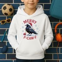 Merry F-Caw-F Crow Funny Christmas X-Mas Kids Hoodie thumb 2