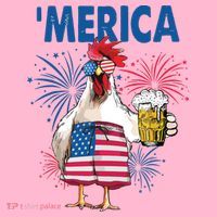 Merica Funny Chicken With Beer USA Flag 4th Of July Coaster thumb 2
