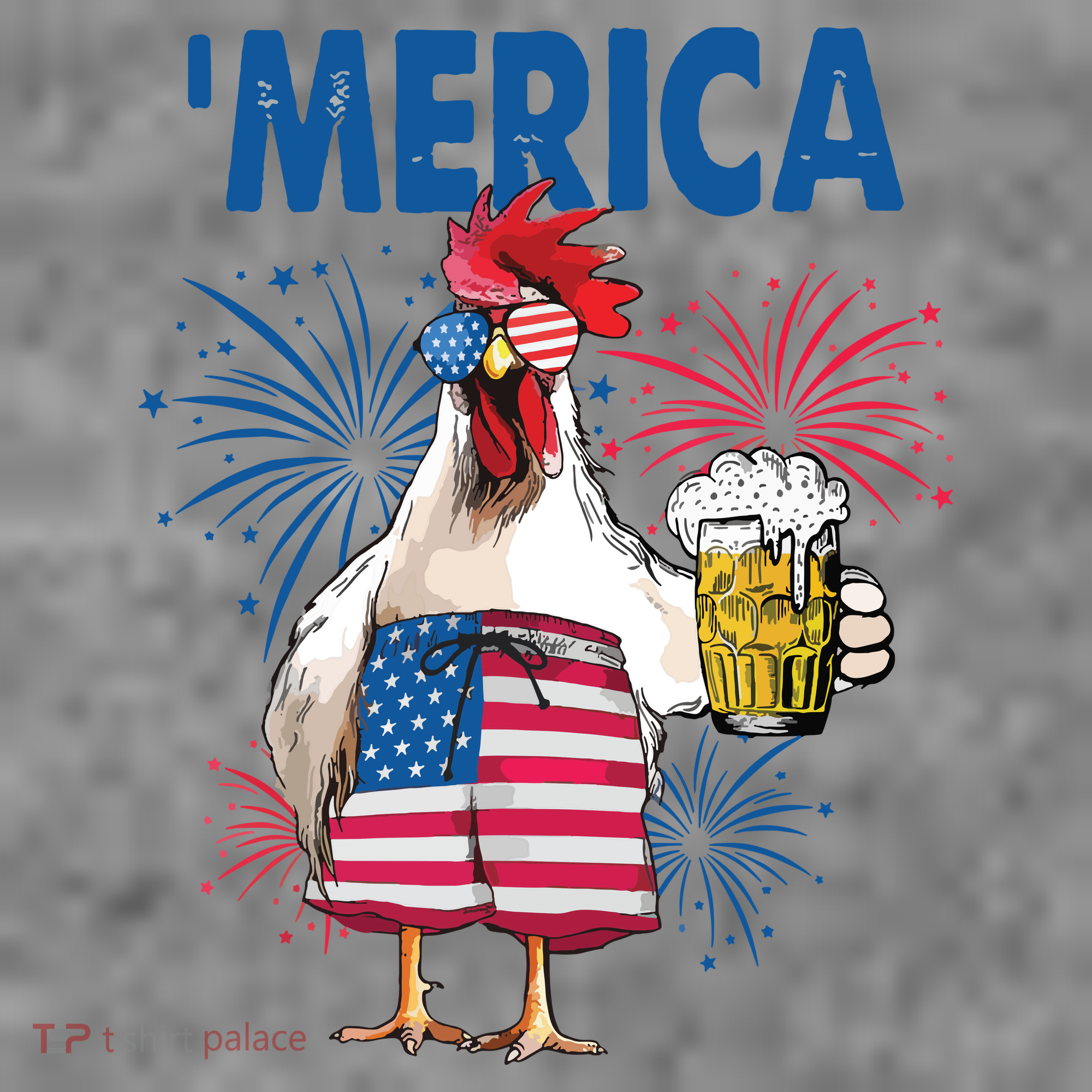 Merica Funny Chicken With Beer USA Flag 4th Of July Toddler Hoodie