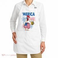 Merica Funny Chicken With Beer USA Flag 4th Of July Apron thumb 2