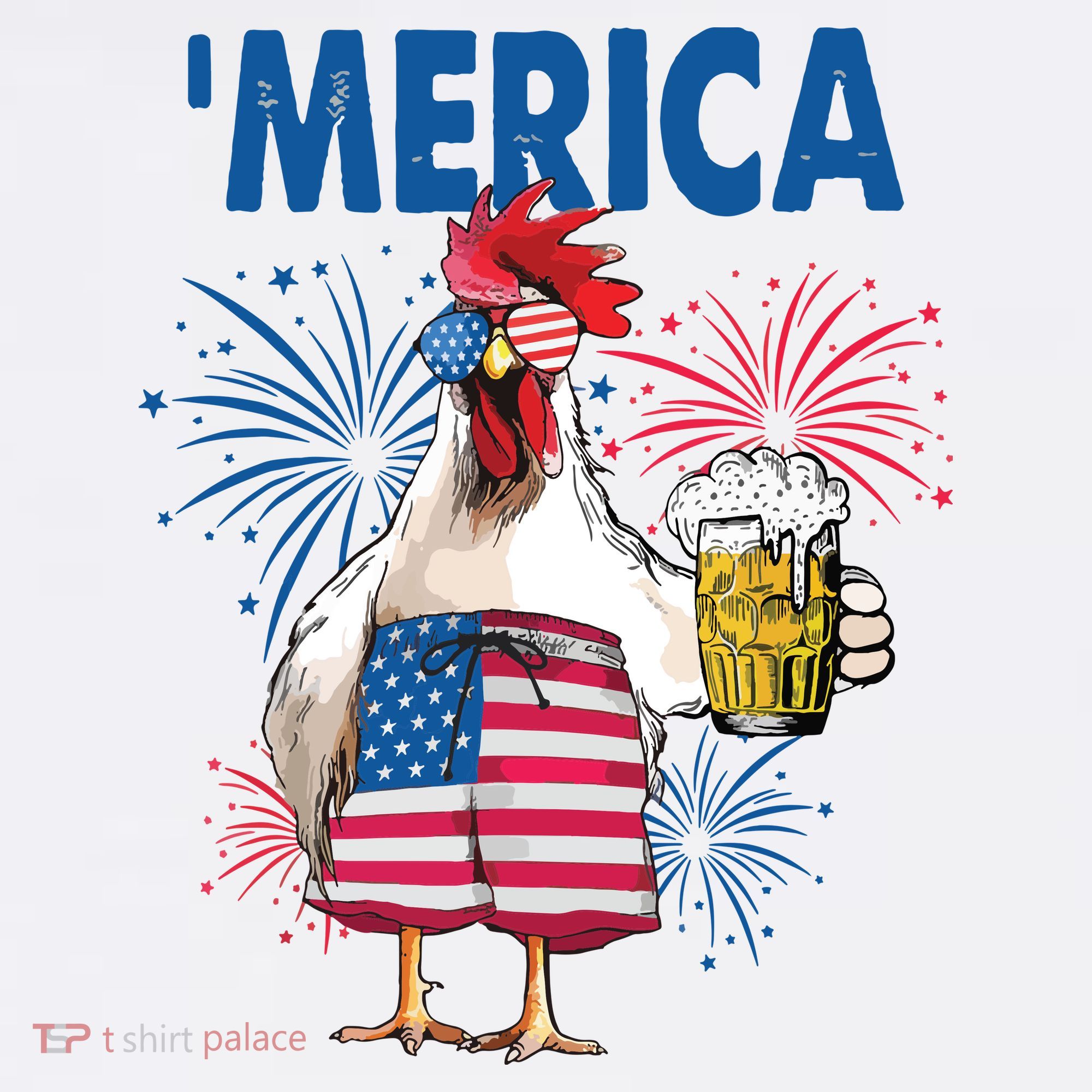 Merica Funny Chicken With Beer USA Flag 4th Of July Women's Hoodie