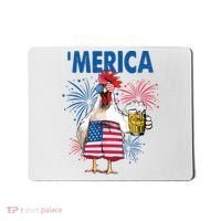 Merica Funny Chicken With Beer USA Flag 4th Of July Mousepad thumb 0