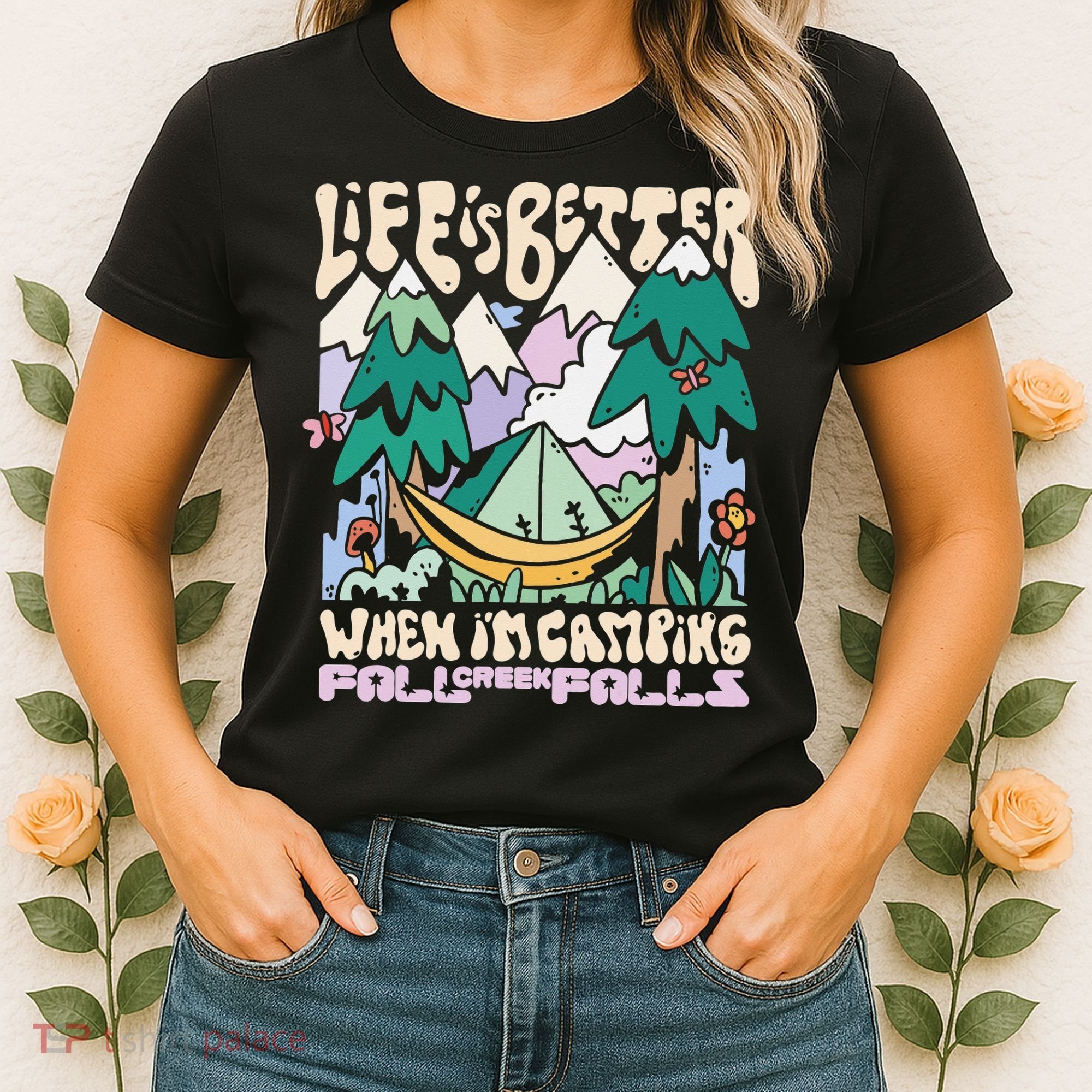 Mountains Fall Creek Falls Tennessee Camping Women's T-Shirt