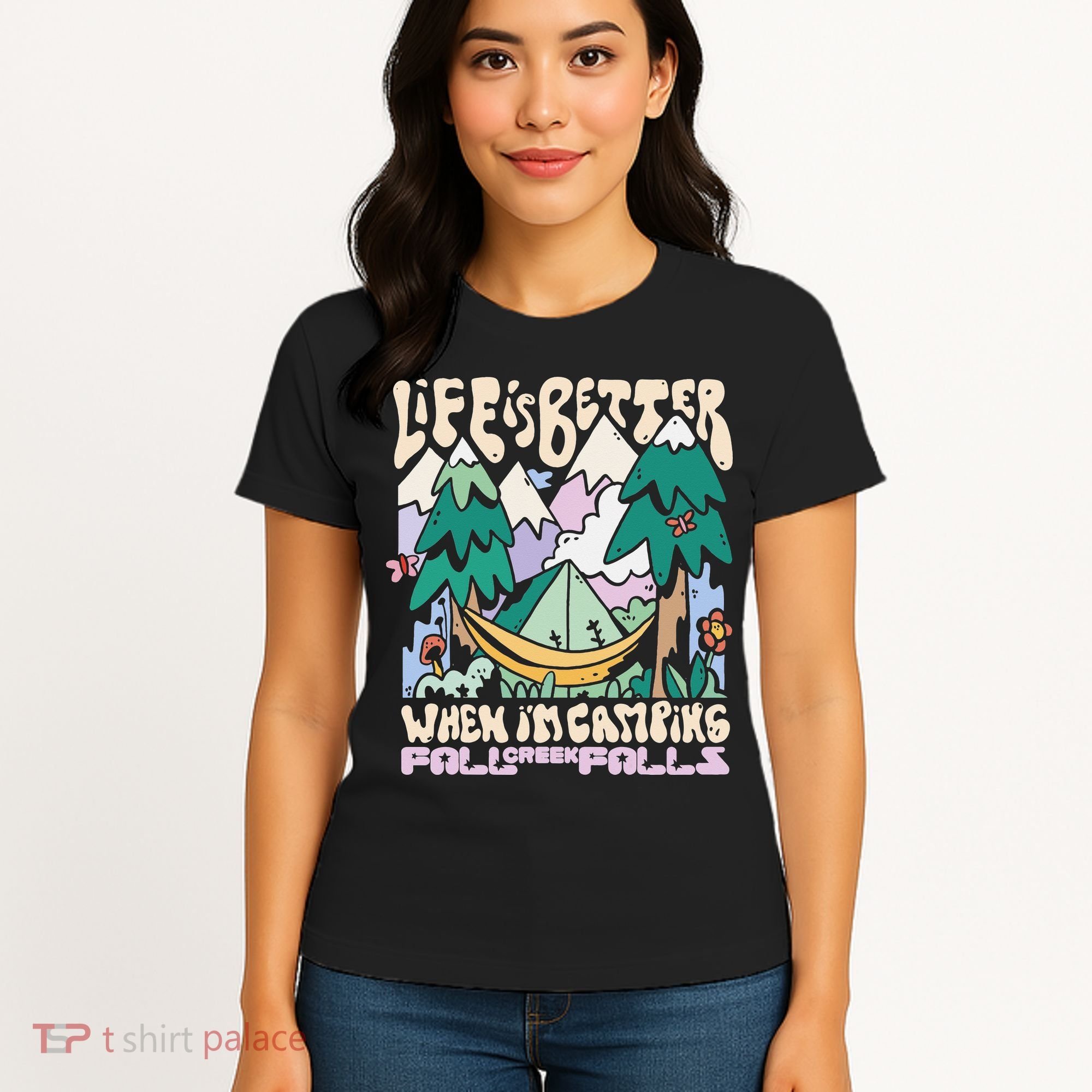 Mountains Fall Creek Falls Tennessee Camping Women's T-Shirt
