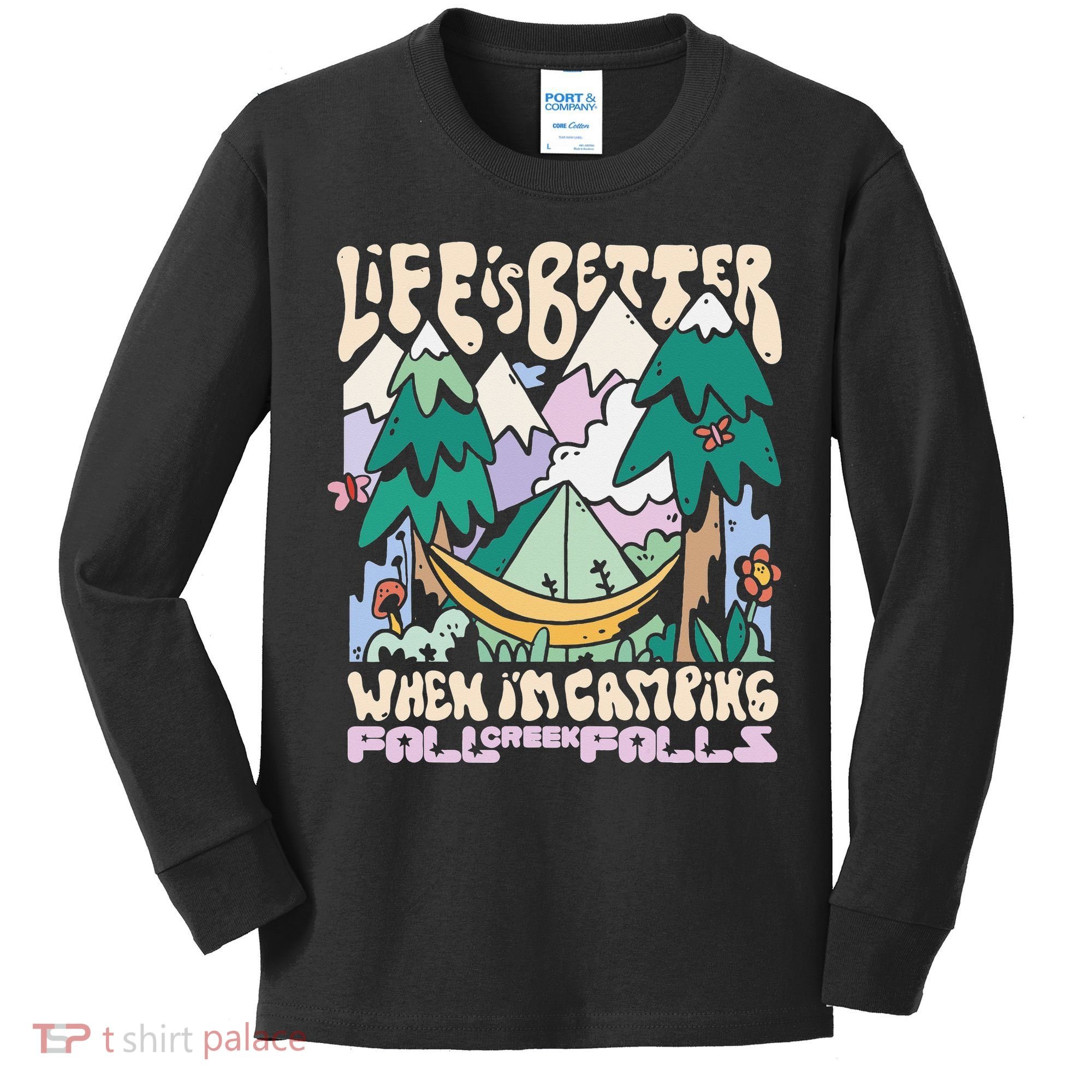 Mountains Fall Creek Falls Tennessee Camping Kids Long Sleeve Shirt