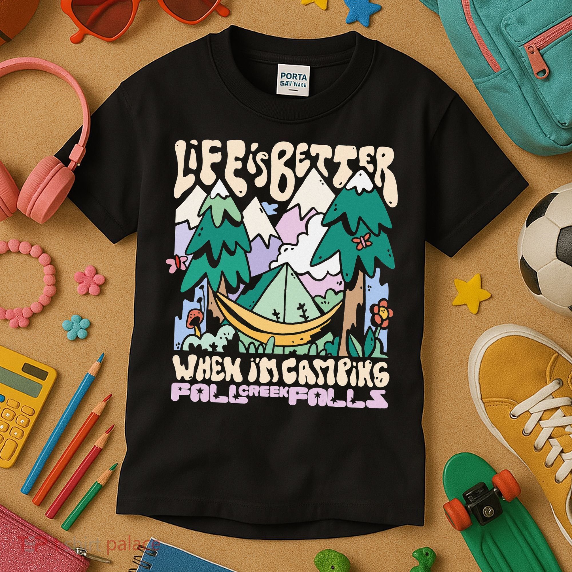 Mountains Fall Creek Falls Tennessee Camping Kids T-Shirt