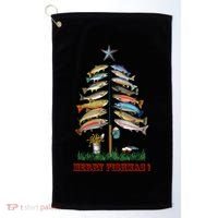 Merry Fishmas Christmas Fish Tree Meaningful Gift Golf Towel thumb 0