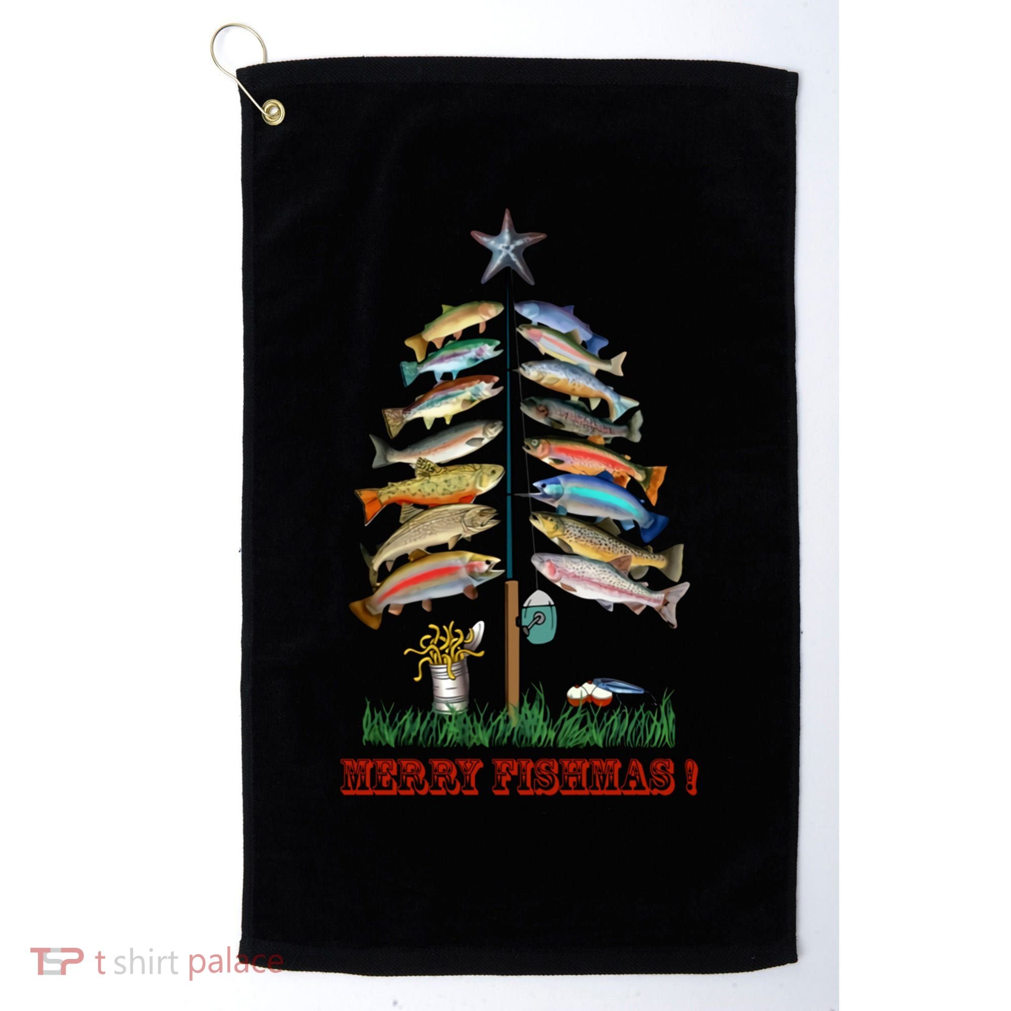 Merry Fishmas Christmas Fish Tree Meaningful Gift Golf Towel
