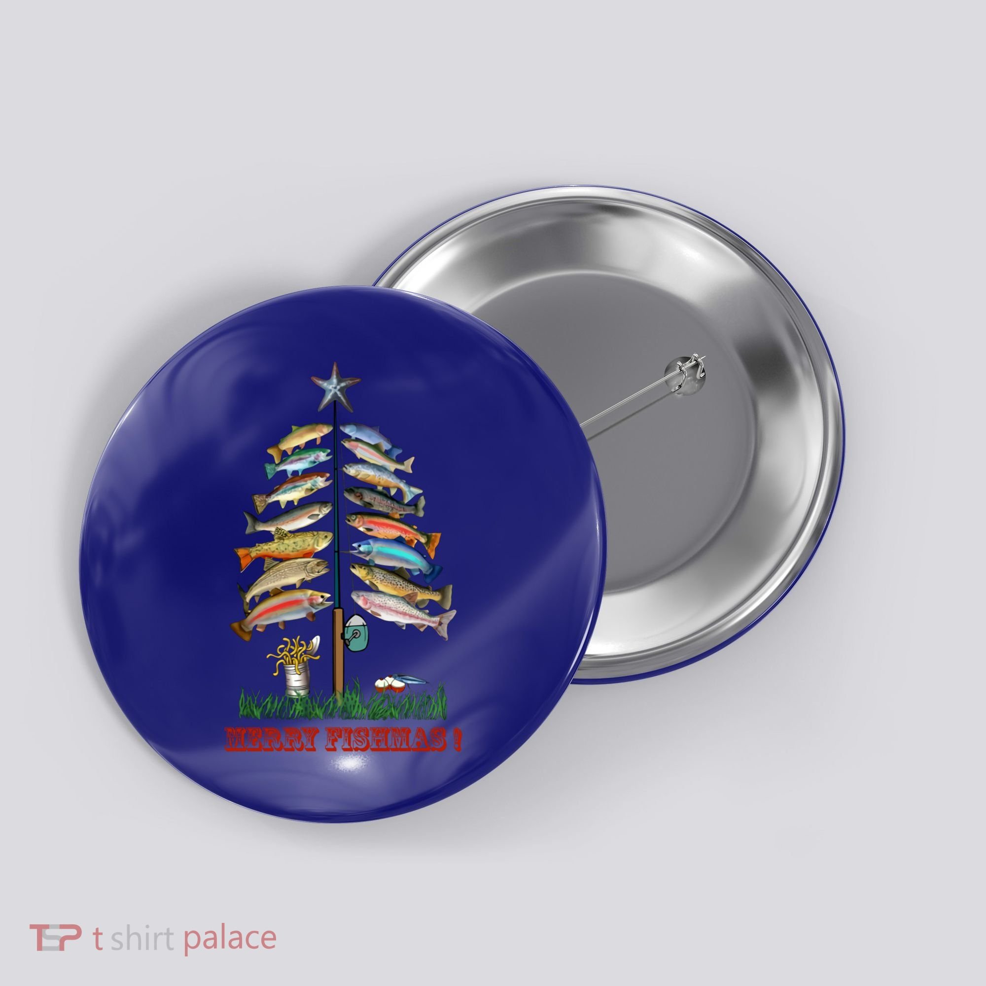 Merry Fishmas Christmas Fish Tree Meaningful Gift Button