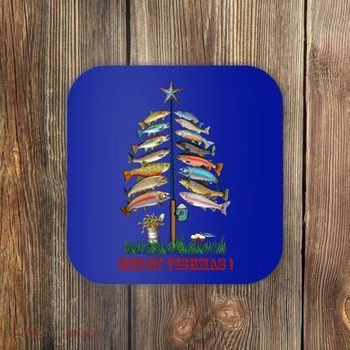 Merry Fishmas Christmas Fish Tree Meaningful Gift Coaster