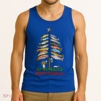 Merry Fishmas Christmas Fish Tree Meaningful Gift Tank Top thumb 3