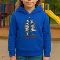 Merry Fishmas Christmas Fish Tree Meaningful Gift Kids Hoodie thumb 3
