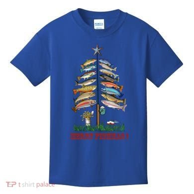 Merry Fishmas Christmas Fish Tree Meaningful Gift Kids T-Shirt