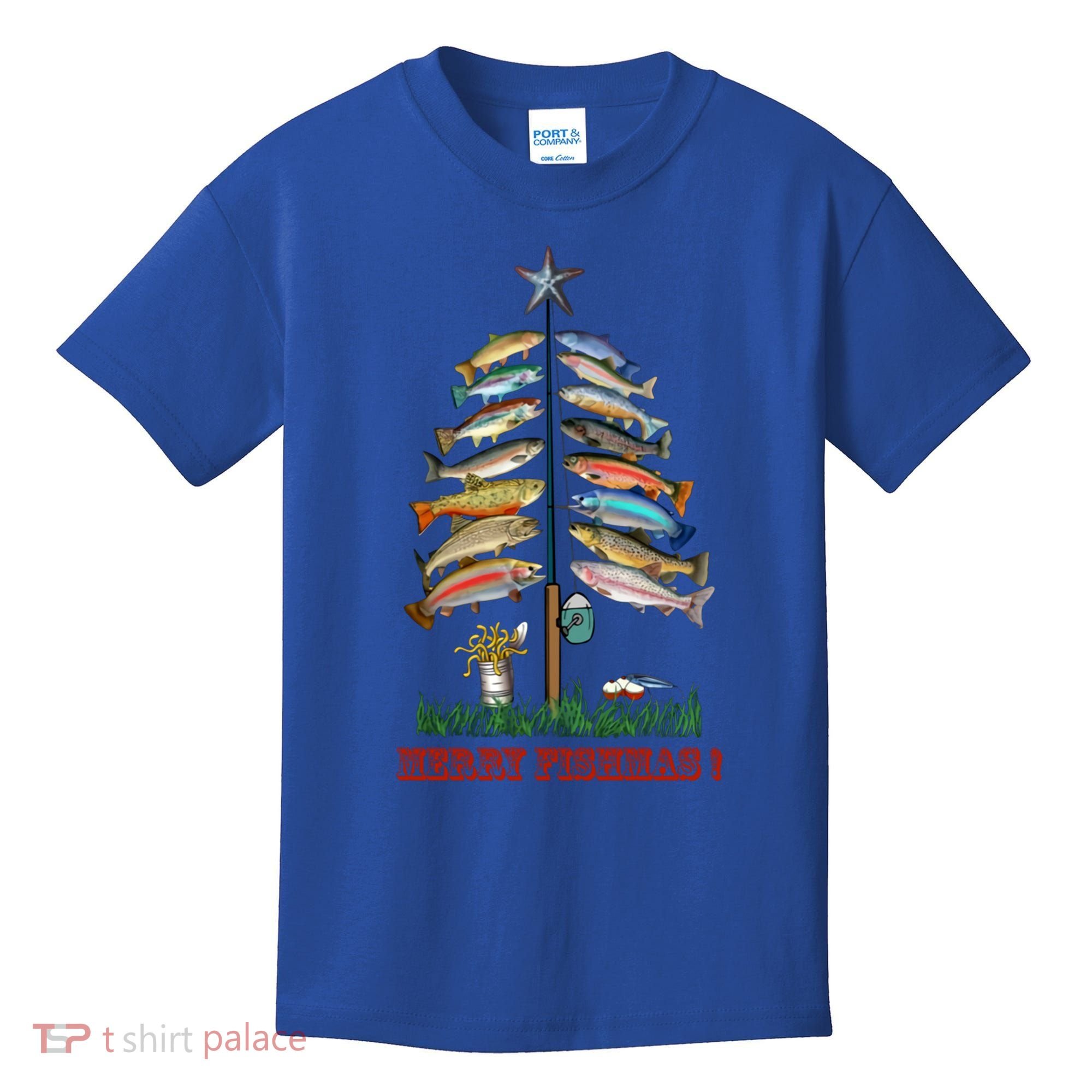 Merry Fishmas Christmas Fish Tree Meaningful Gift Kids T-Shirt