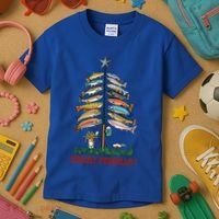 Merry Fishmas Christmas Fish Tree Meaningful Gift Kids T-Shirt thumb 3