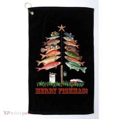 Merry Fishmas Christmas Fish Tree Gift Golf Towel
