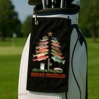 Merry Fishmas Christmas Fish Tree Gift Golf Towel thumb 2