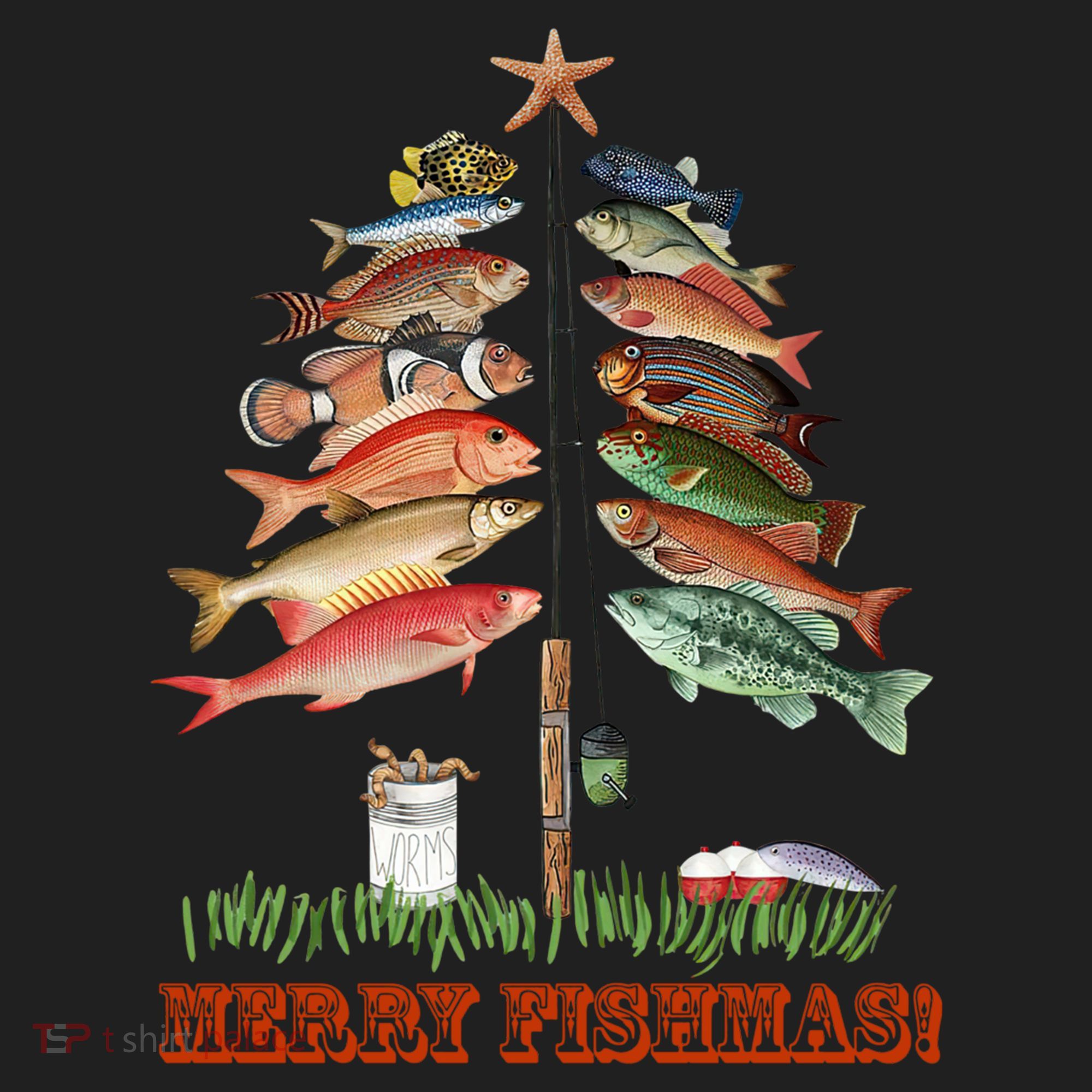 Merry Fishmas Christmas Fish Tree Gift Golf Towel