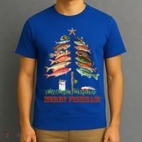 Merry Fishmas Christmas Fish Tree Gift T-Shirt thumb 3