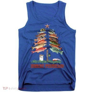 Merry Fishmas Christmas Fish Tree Gift Tank Top