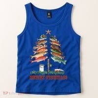 Merry Fishmas Christmas Fish Tree Gift Tank Top thumb 2