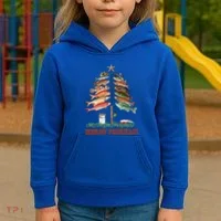 Merry Fishmas Christmas Fish Tree Gift Kids Hoodie thumb 3