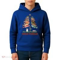 Merry Fishmas Christmas Fish Tree Gift Kids Hoodie thumb 4
