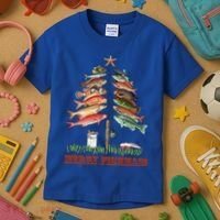 Merry Fishmas Christmas Fish Tree Gift Kids T-Shirt thumb 3