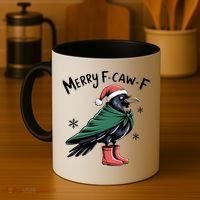 Merry F-Caw-F Christmas! Coffee Mug thumb 4