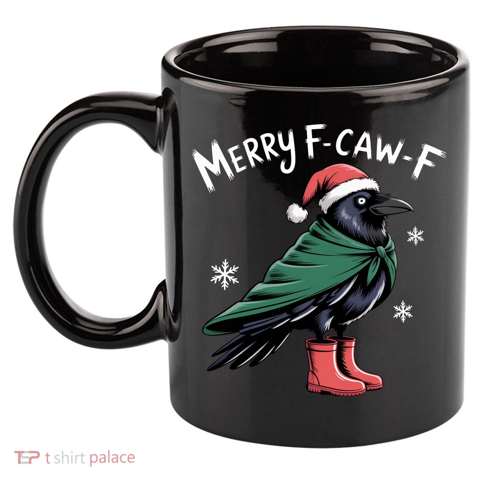 Merry F-Caw-F Christmas! 11oz C Handle Ceramic Mug