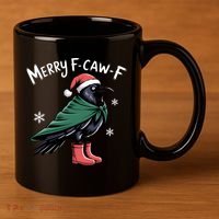 Merry F-Caw-F Christmas! 11oz C Handle Ceramic Mug thumb 3