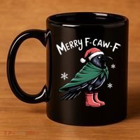 Merry F-Caw-F Christmas! 11oz C Handle Ceramic Mug thumb 4