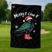 Merry F-Caw-F Christmas! Golf Towel thumb 1