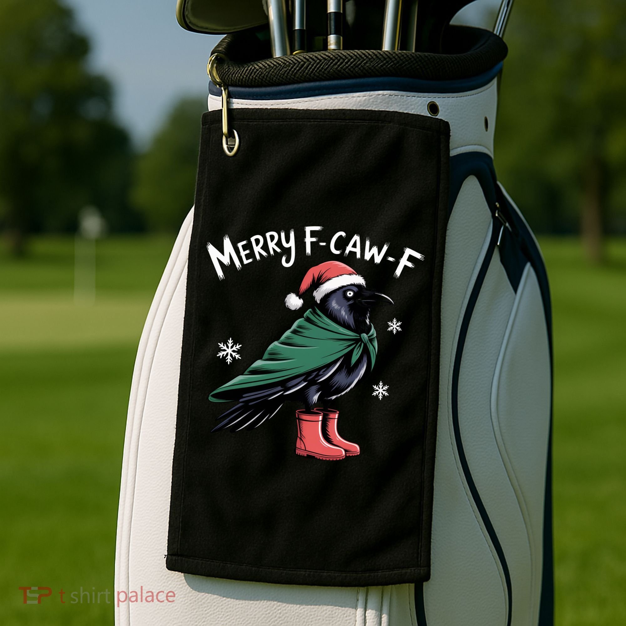 Merry F-Caw-F Christmas! Golf Towel