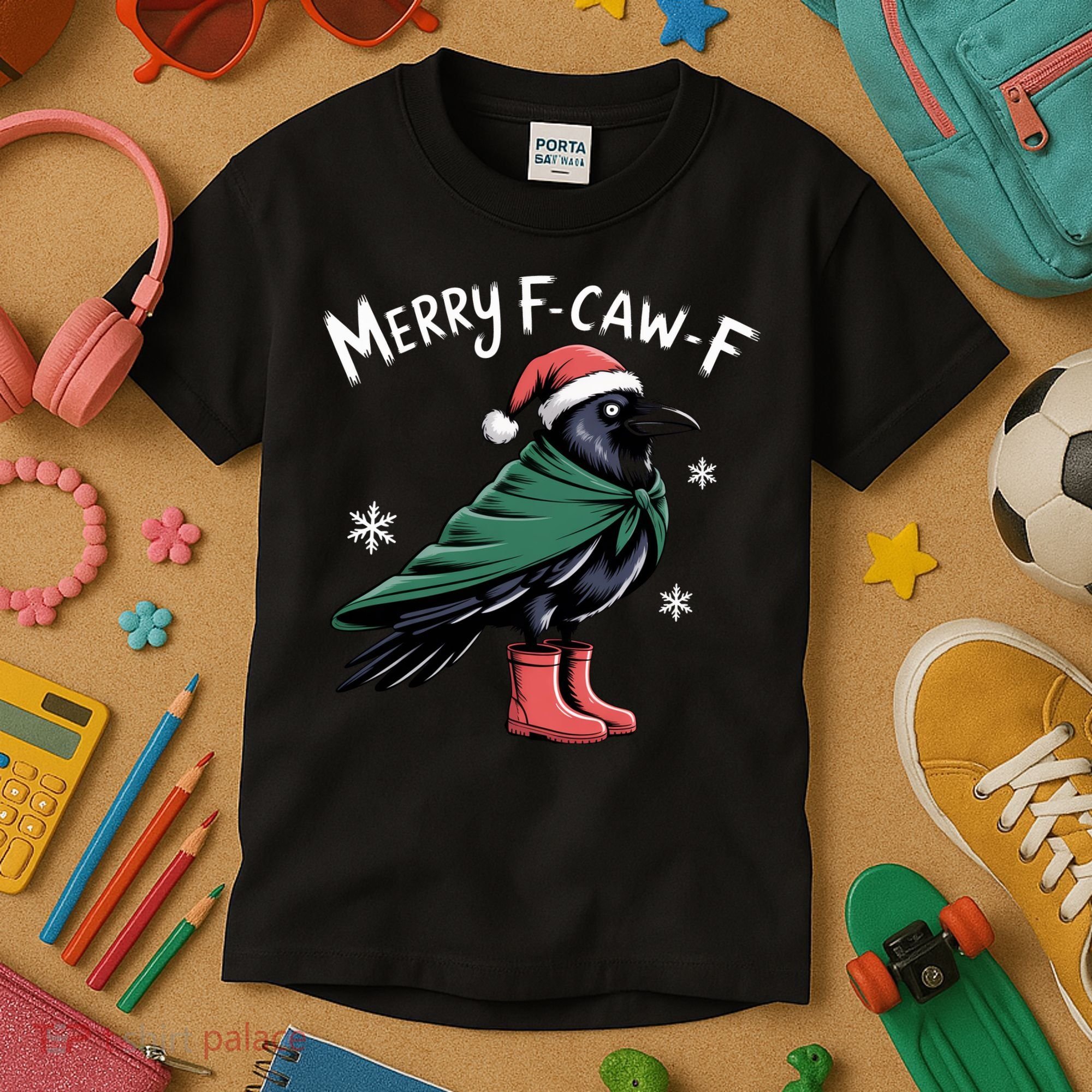 Merry F-Caw-F Christmas! Kids T-Shirt