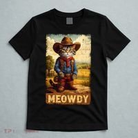 Meowdy Funny Country Side Cat Hat Vintage Cowboy Cat T-Shirt thumb 5