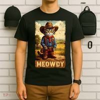 Meowdy Funny Country Side Cat Hat Vintage Cowboy Cat T-Shirt thumb 6