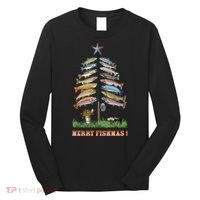 Merry Fishmas Christmas Fish Tree Xmas Lights Fishing Rod Long Sleeve Shirt thumb 0