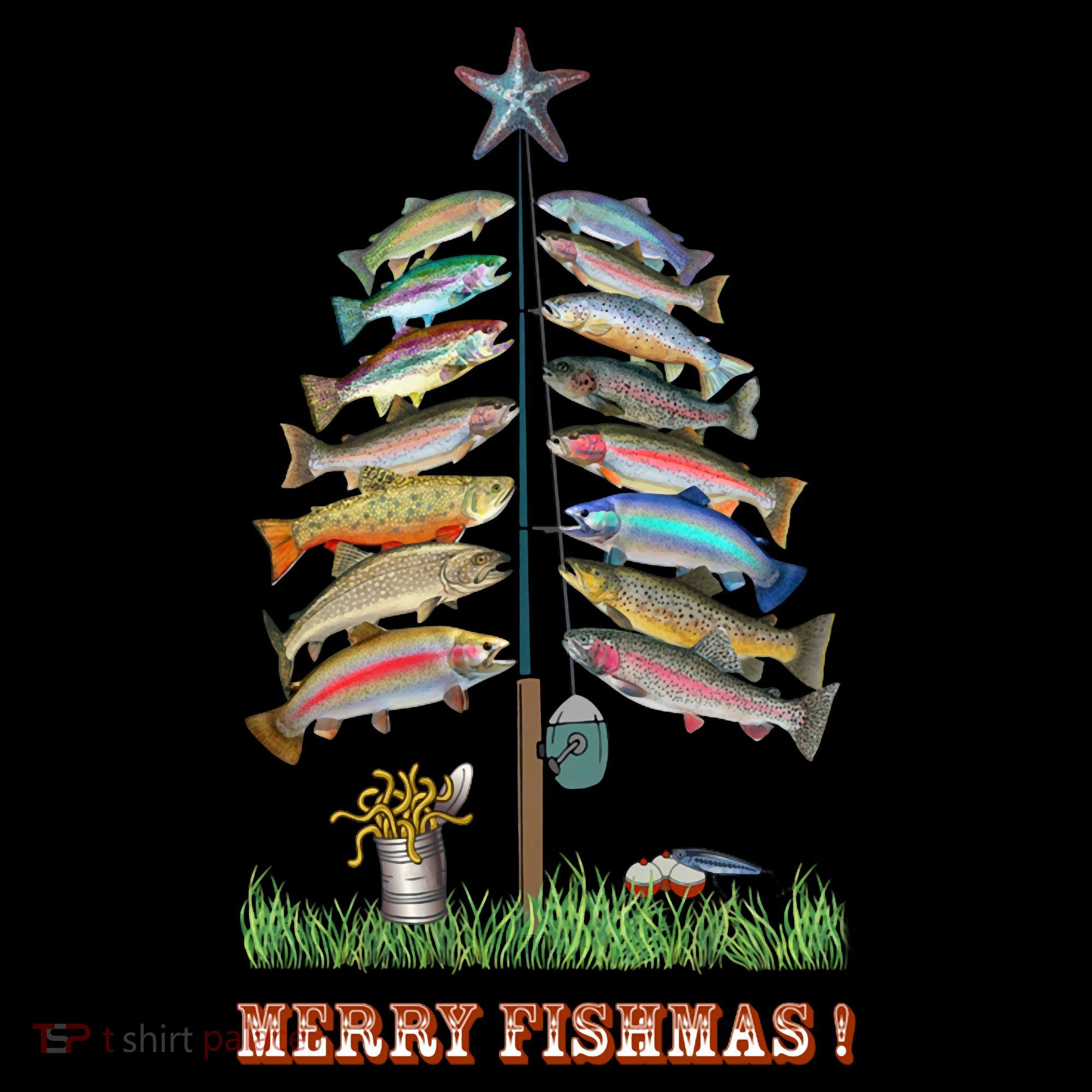 Merry Fishmas Christmas Fish Tree Xmas Lights Fishing Rod Coffee Mug