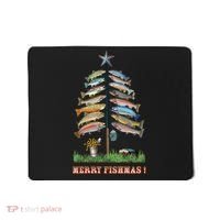 Merry Fishmas Christmas Fish Tree Xmas Lights Fishing Rod Mousepad thumb 0