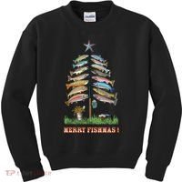 Merry Fishmas Christmas Fish Tree Xmas Lights Fishing Rod Kids Sweatshirt thumb 0