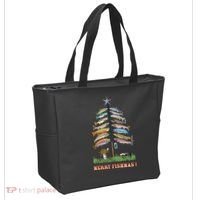 Merry Fishmas Christmas Fish Tree Xmas Lights Fishing Rod Tote Bag thumb 2